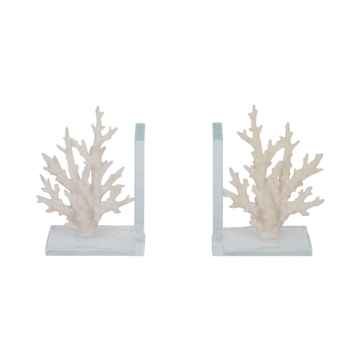 S/2 7" Coral On Glass Bookends