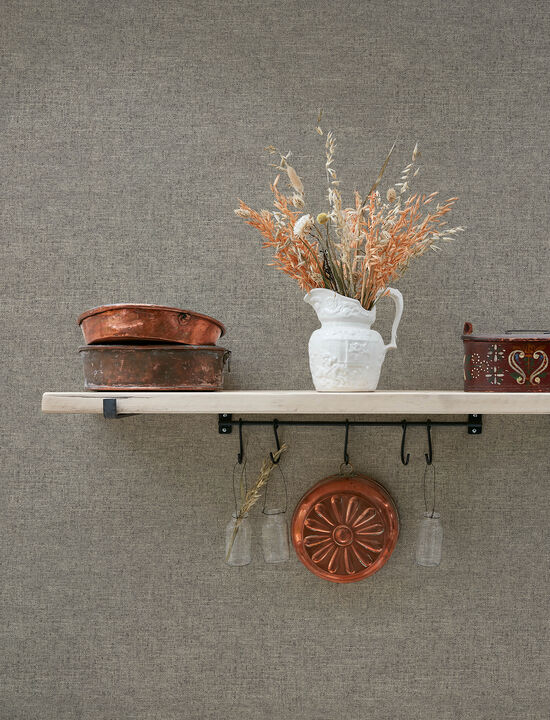 Chambray Grey Fabric Weave Wallpaper