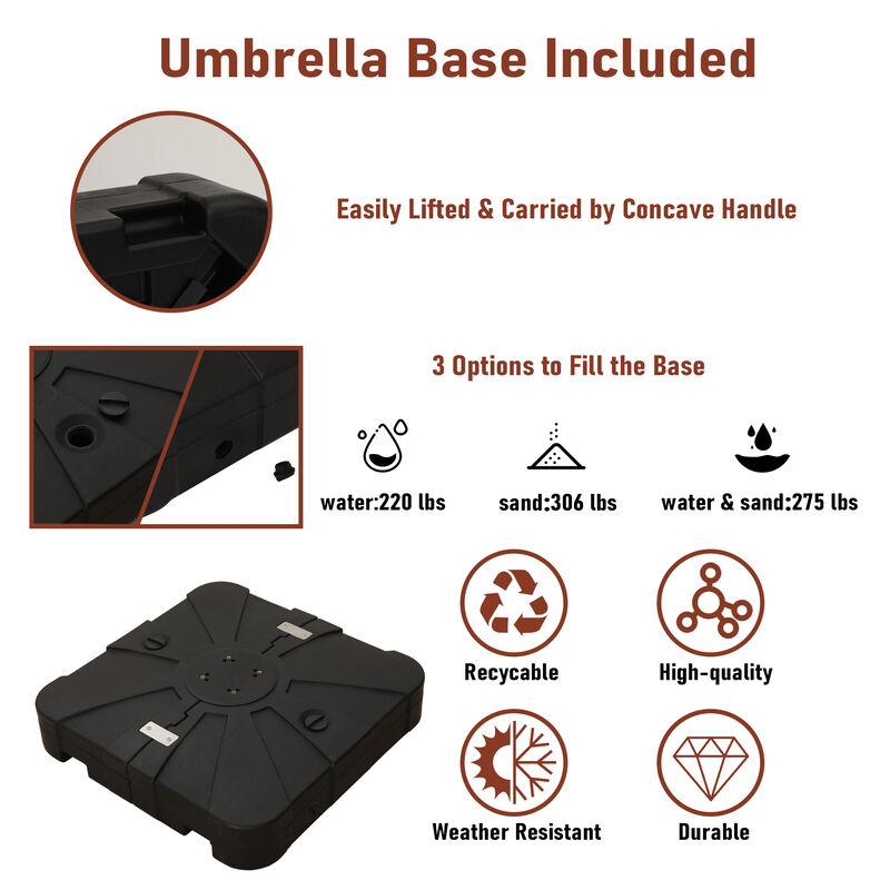 MONDAWE 10 ft. x 13 ft. Aluminum Cantilever Patio Umbrella  Garden Offset Umbrella with Base Weight Stand