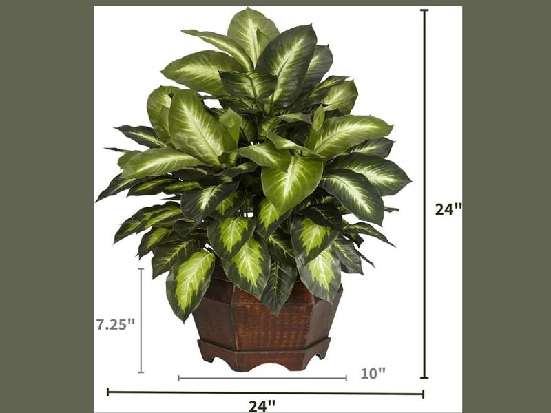 Artificial Greenery Plants Home Decor 24in Dieffenbachia Silk image number 2
