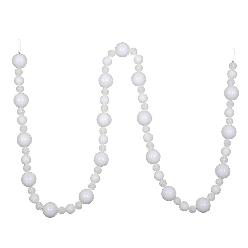 9' White Assorted Ball Garland image number 0