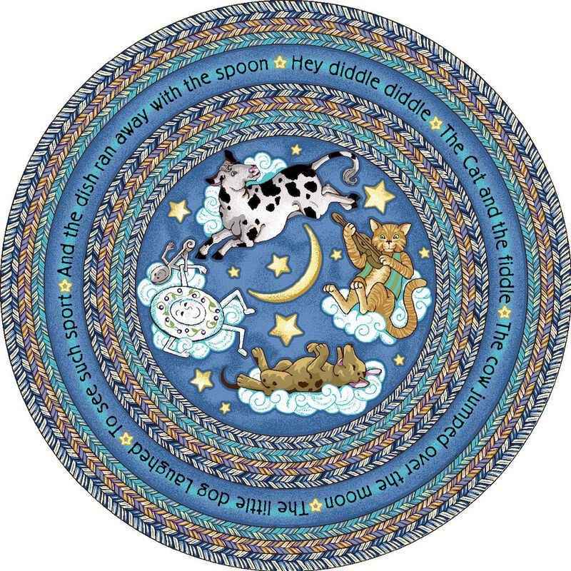 Joy Carpets Kid Essentials Hey Diddle Diddle 5'4 Round Area Rug in Color Pink