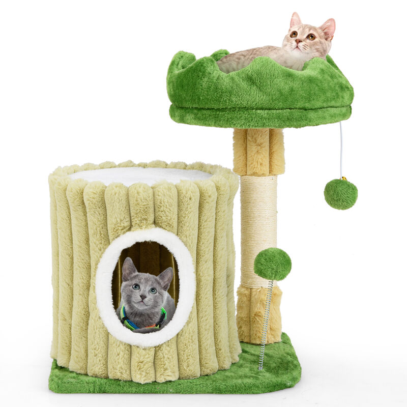 Cute Cat Tree with Sisal Scratching Posts and Dangling Ball