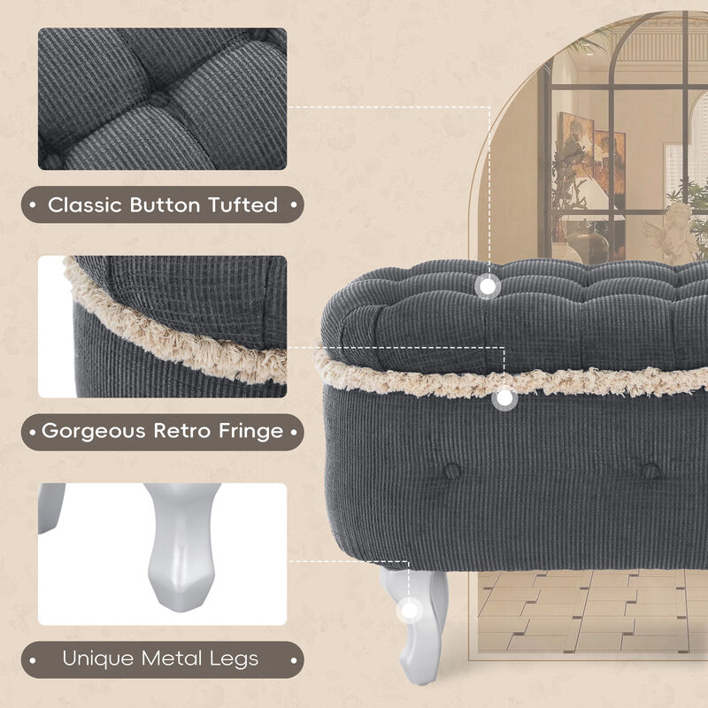 Merax Tufted Storage Bench with Tassel Accents