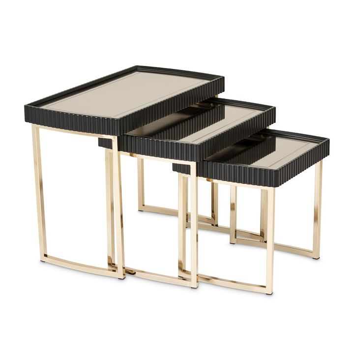 Michael Amini Lisbon Nesting Tables, Set of 3 - Silken Matte Black