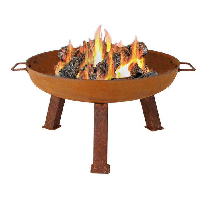 Sunnydaze 34 in Rustic Cast Iron Fire Pit Bowl with Stand - Steel