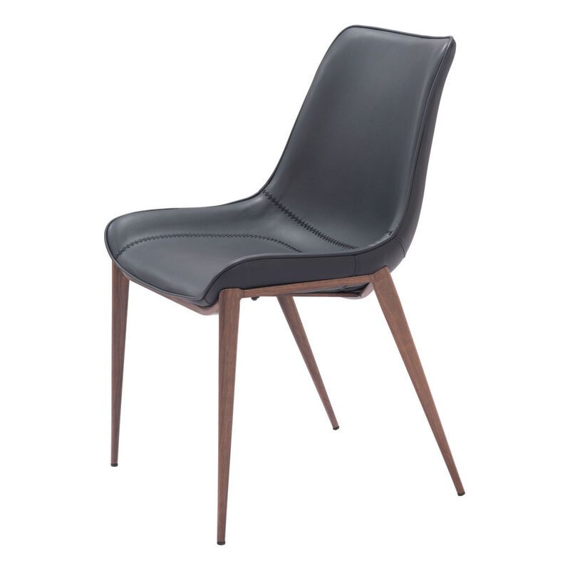 HomeRoots Set of Two Black and Brown Upholstered Faux Leather Dining Side Chairs image number 5