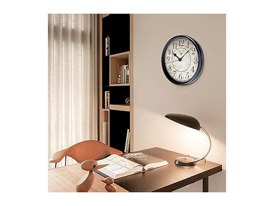 Metal Retro Black Vintage European Style Wall Clock 12 Inch Silent Non Ticking