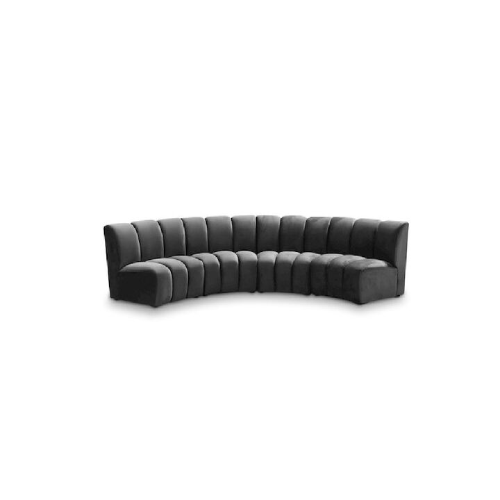 Meridian Furniture Infinity Grey Velvet 4pc. Modular Sectional