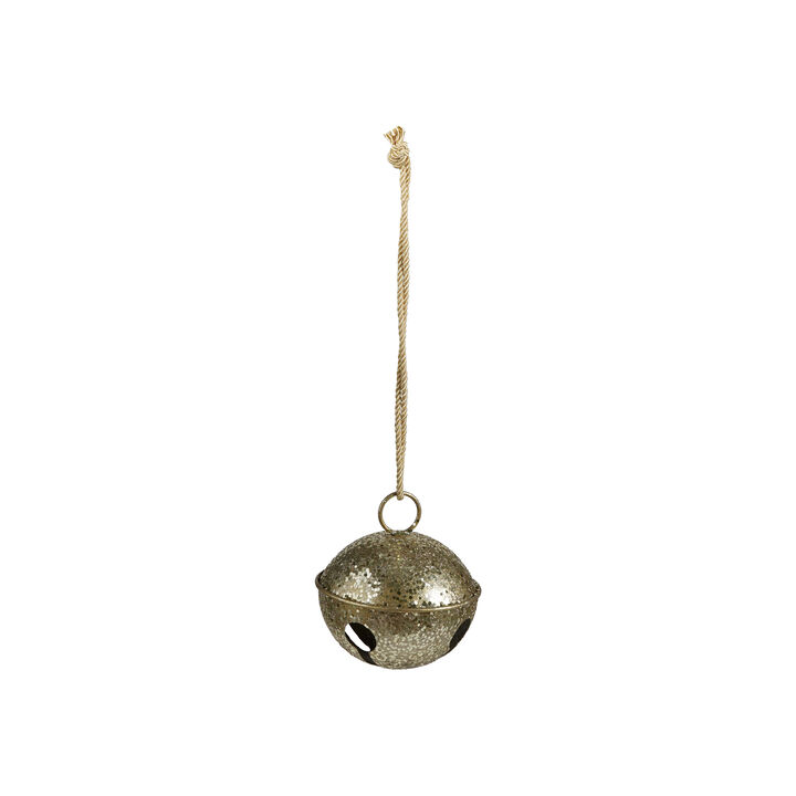 Gold Glitter Iron Bell Ornament with Ribbon