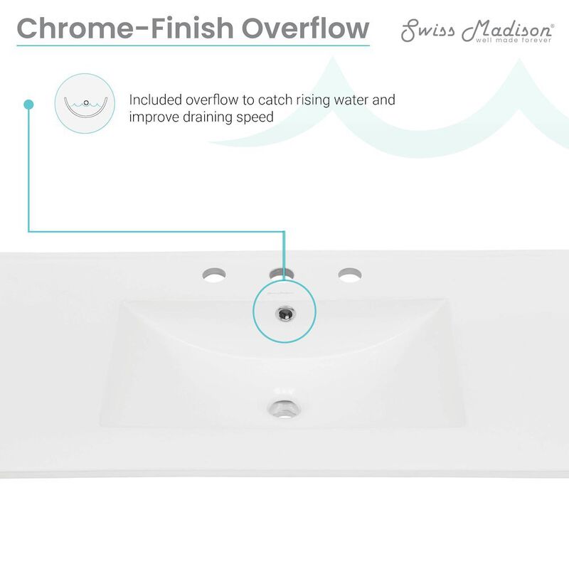 36" Ceramic Vanity Top with Three Faucet Holes image number 4