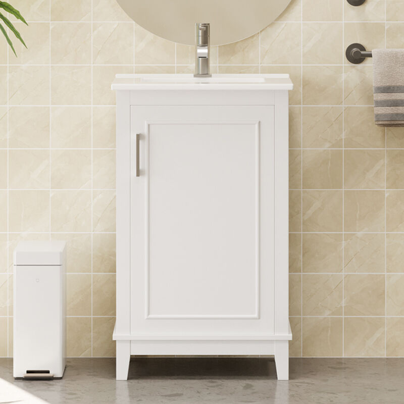 ELEMENT ACE Modern Compact Bathroom Vanity Cabinet with Ceramic Basin and Ample Storage Space image number 6