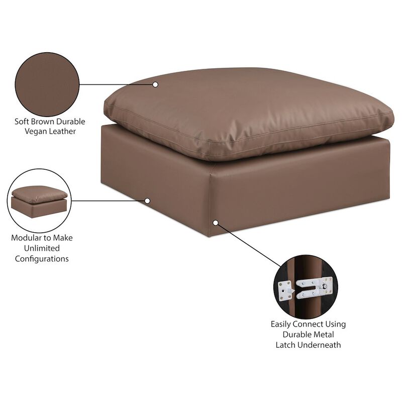 Meridian Furniture Comfy Brown Vegan Leather Modular Ottoman