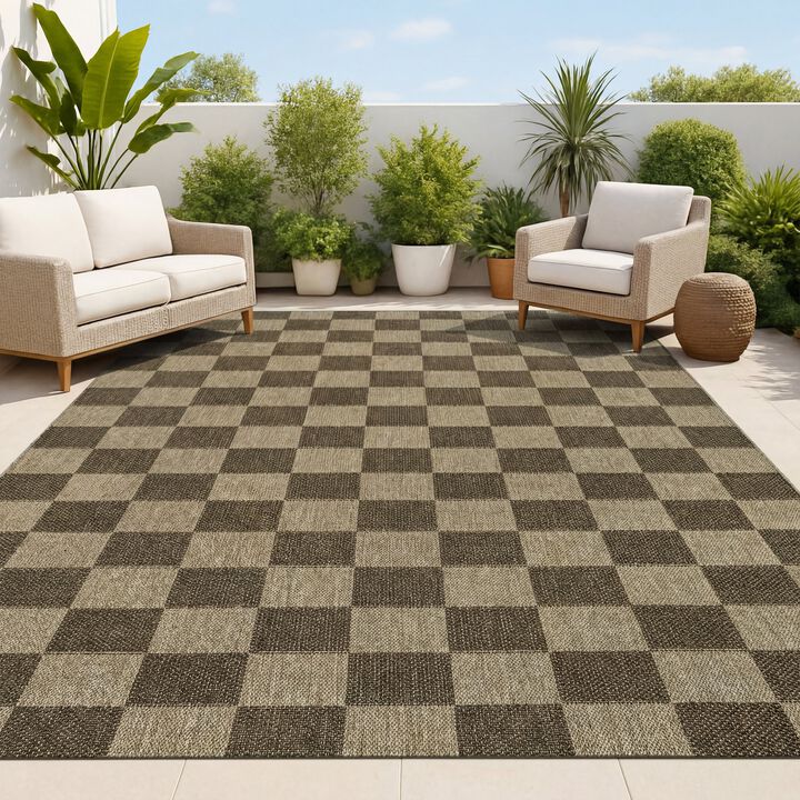 Mason Smart Jute Geometric Boho Checker Weave Indoor/Outdoor Area Rug