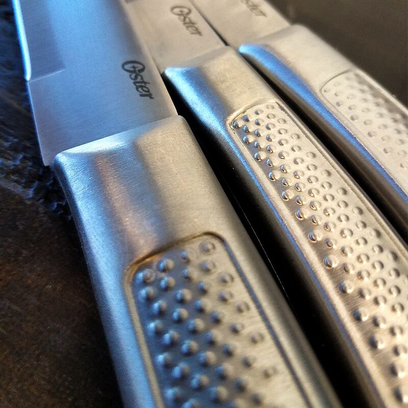 Oster Wellisford 14 Piece Stainless Steel Cutlery Set with Black Rubber Wood Block