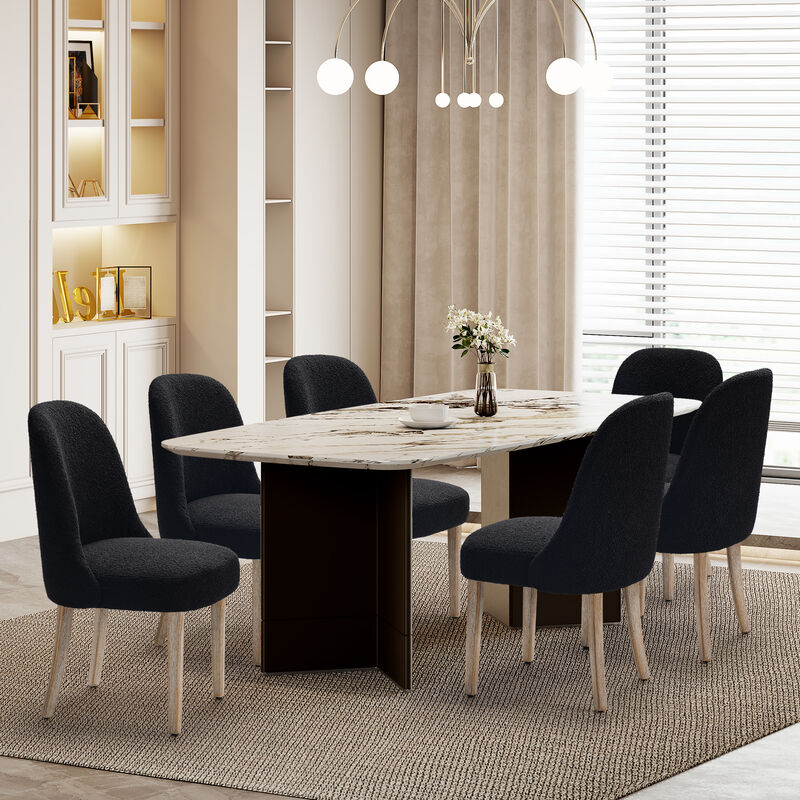 WestinTrends Mid-Century Modern Upholstered Boucle Dining Chair (Set of 6)