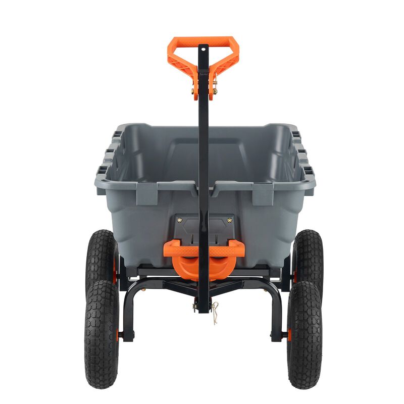 Outdoor Garden Utility Cart with Poly Dump Bed, Steel Frame and Easy Pull Handle-Grey image number 3