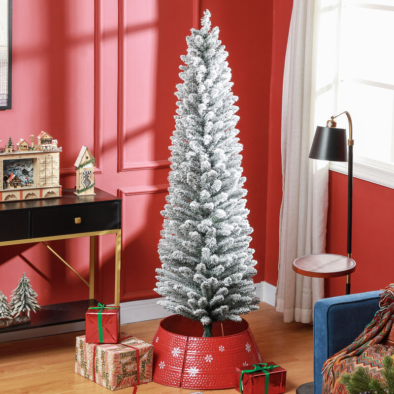 BreeBe 6ft Artificial Pencil Christmas Tree with Metal Base image number 1