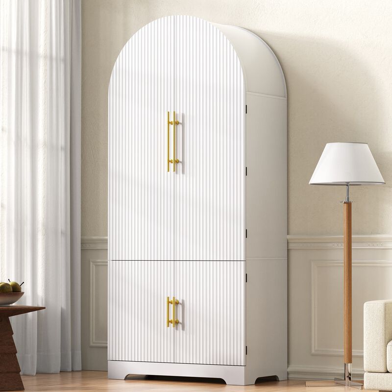 Merax Elegant Arched Fluted Storage Kitchen Cabinet image number 3