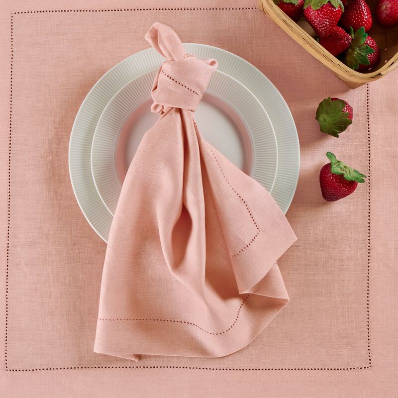 Solino Home 100% Pure Linen Dinner Napkins Set of 4 - Medium Weight Hemstitch