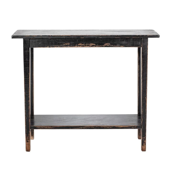 Duro Sofa Console Table with Open Shelf, Reclaimed Wood, Antique Black