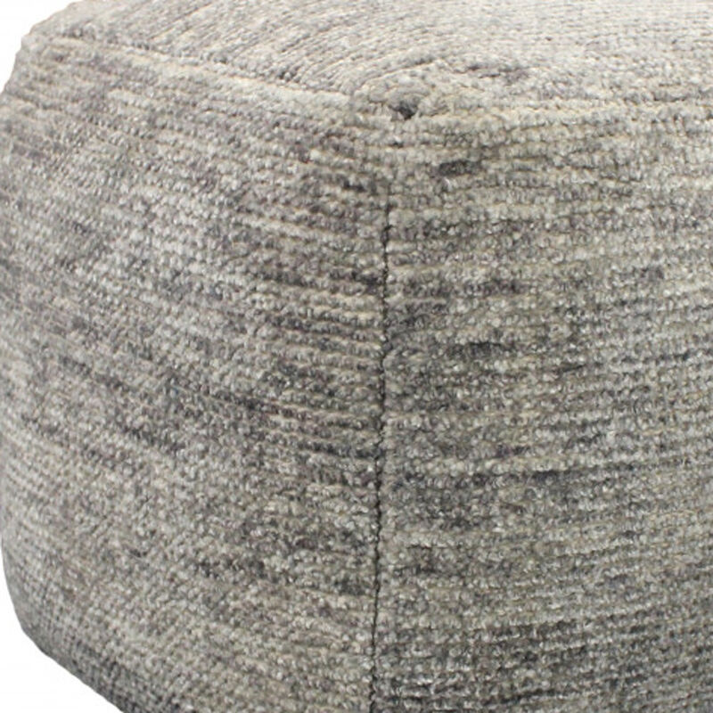 Hivvago 18 Inch Gray Wool Cube Pouf Ottoman