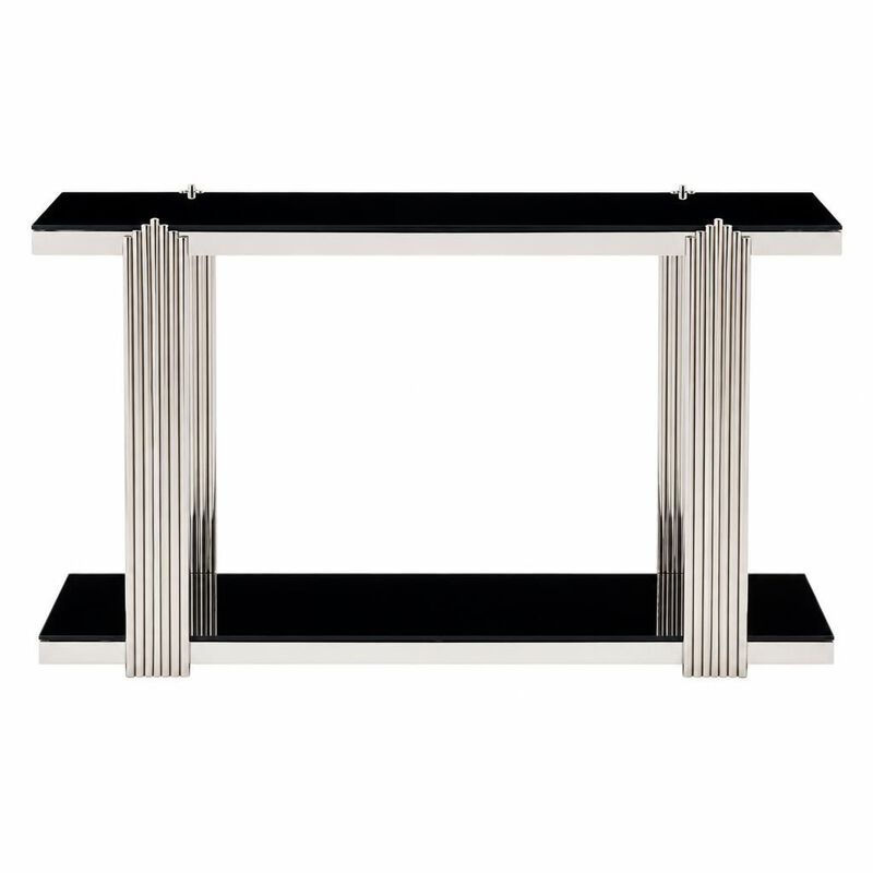 GOODSILO 55 Inch Double-Tier Storage Console Table with Tempered Glass Top, Sturdy Frame, Ideal for Entryways, Living Rooms, Hallways, and Behind Sofas image number 0