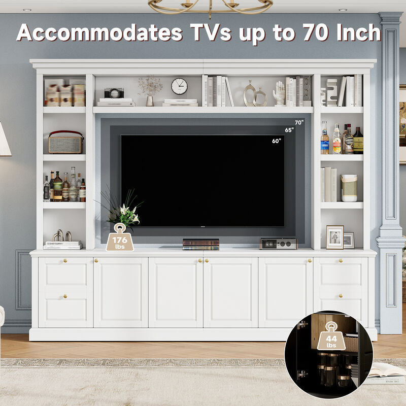 Merax Multifunctional TV Stand for 70" TVs with 3 Adjustable Shelves &ndash; Wine Rack image number 4