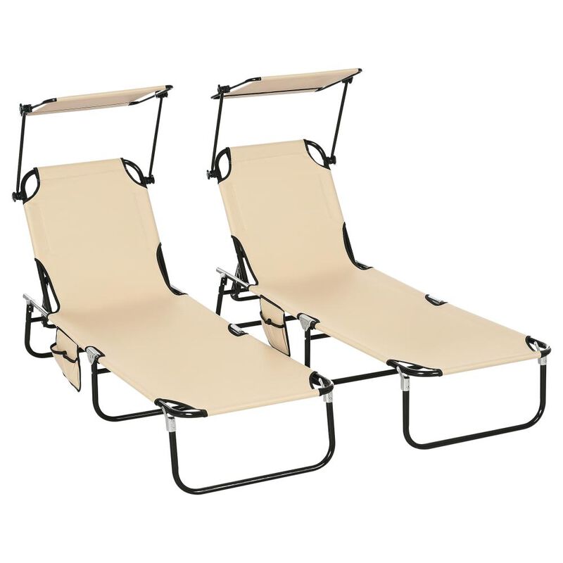 Hivvago 2-Piece Poolside Chaise Lounge Set with Sunshade image number 0