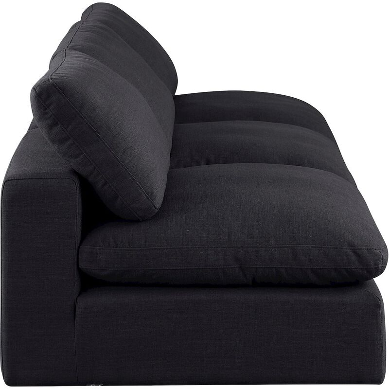 Meridian Furniture Comfy Black Linen Textured Fabric Modular Sofa