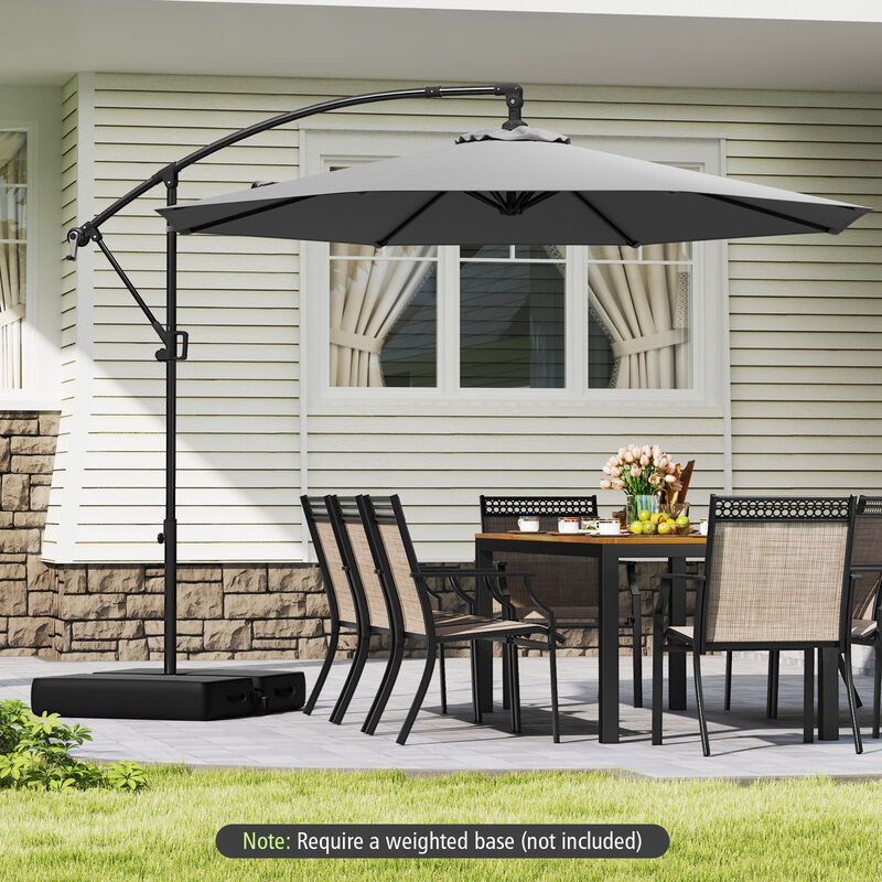 Offset Hanging Patio Umbrella with Base &ndash; Infinite Tilt Cantilever Design