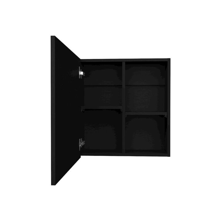 Loring Medicine Cabinet, 1 Door, 4 Shelves, 1 Mirror, Black