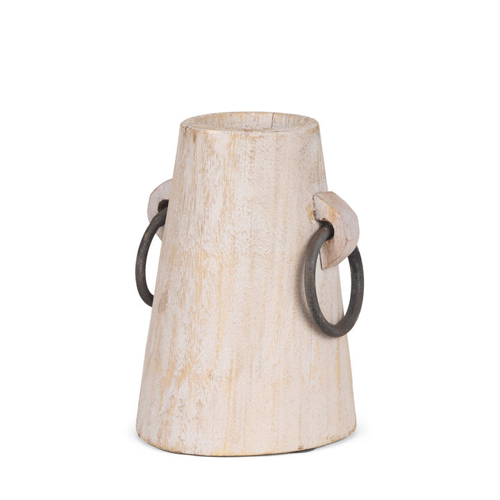 HomeRoots 7" Light Brown Solid Wood Cylinder Jug Vase
