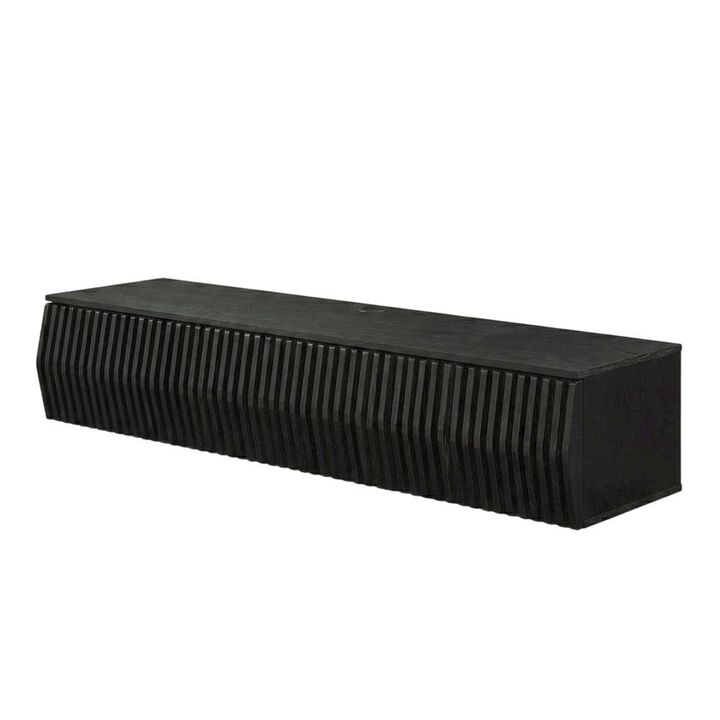 Black Wall Mount TV Stand with Sturdy Construction and Storage Space