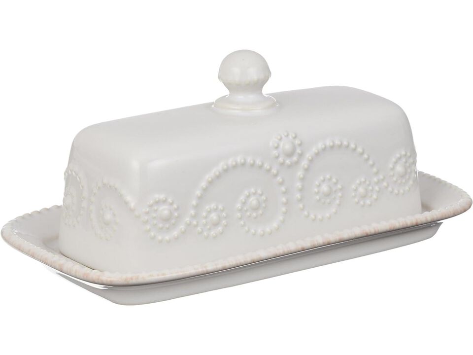 Lenox French Perle Covered Butter Dish, White