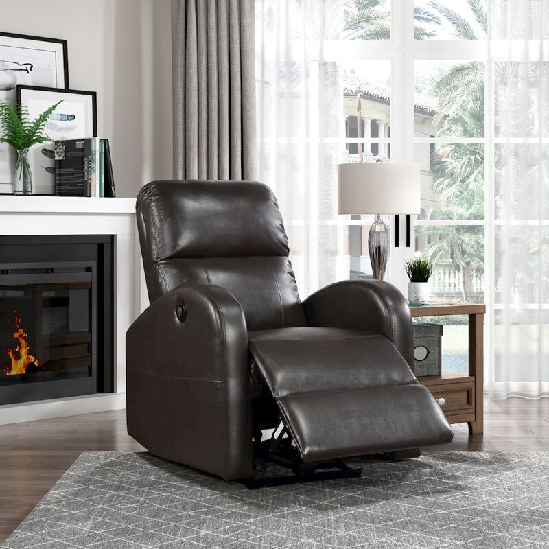 Lexicon Wiley Faux Leather Power Reclining Chair in Brown