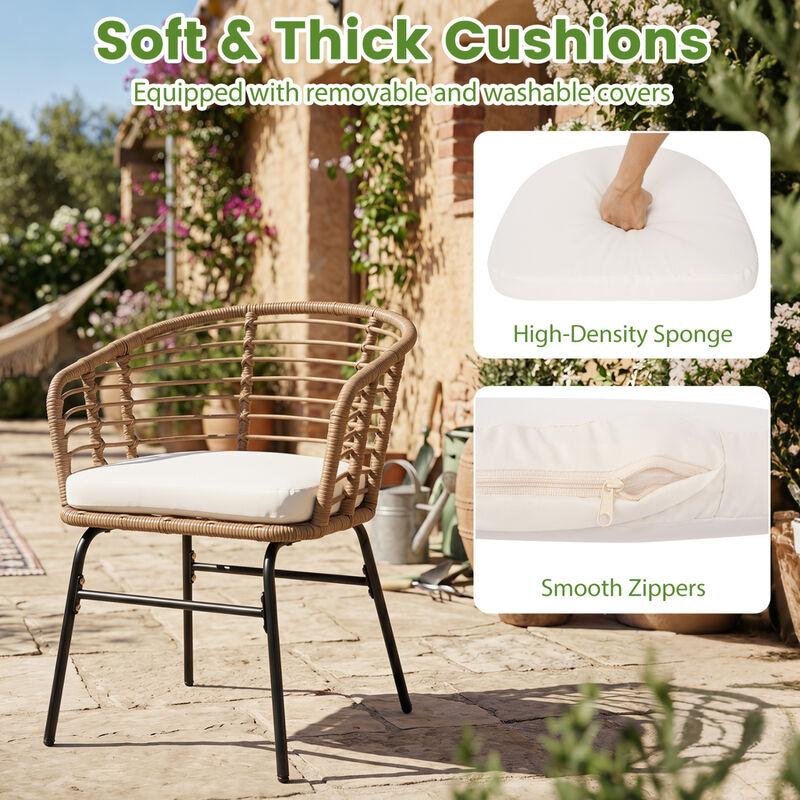 Outdoor 3-Piece Patio Furniture Set with White Comfortable Cushions image number 3