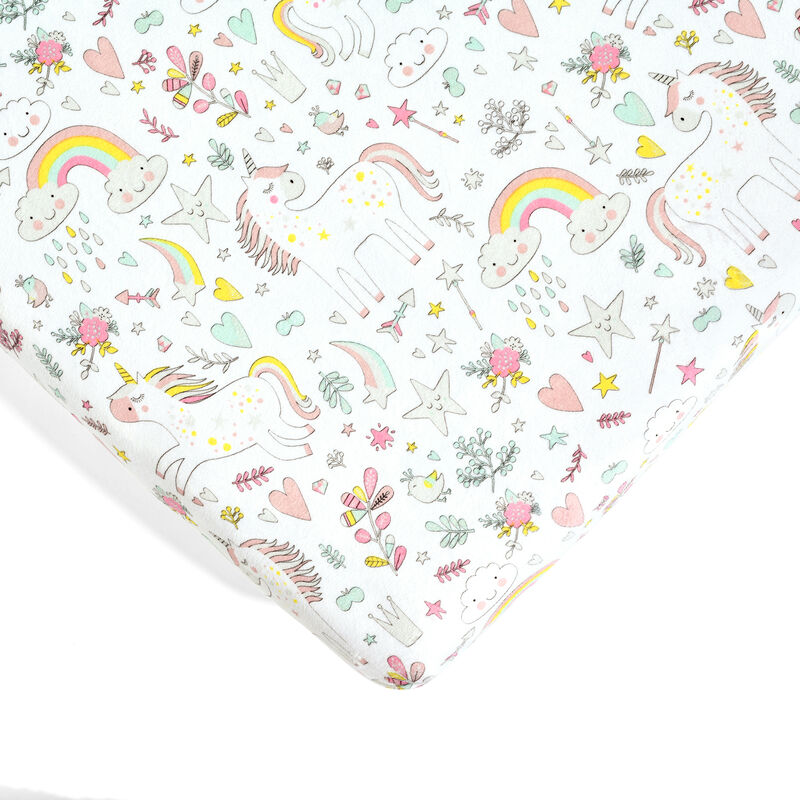 Unicorn Heart Rainbow Soft & Plush Fitted Crib Sheet 2Pk