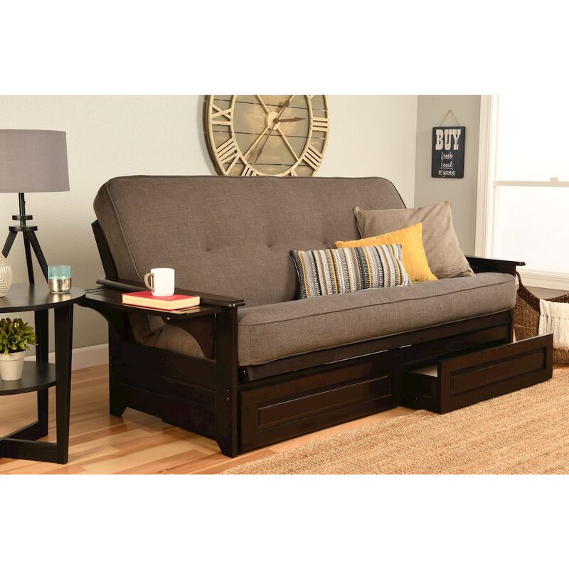 Phoenix Frame-Espresso Finish-Linen Cocoa Mattress-Storage Drawers image number 3