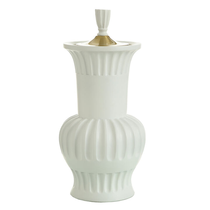 White Decorative Urn Vase with Lid