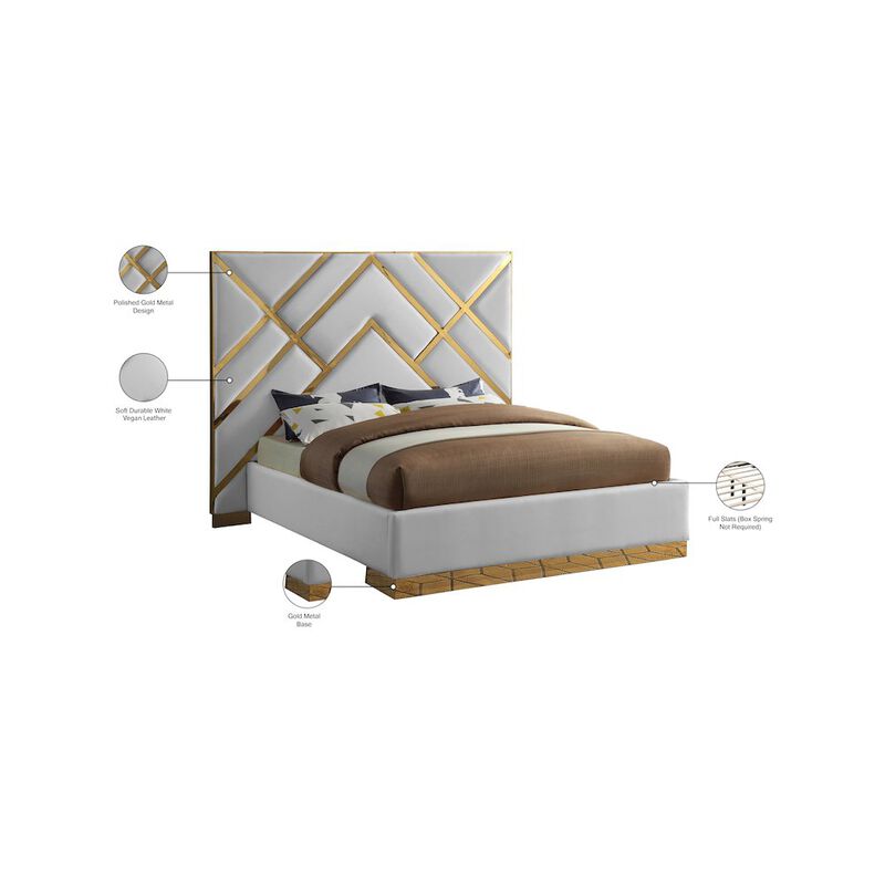 Meridian Furniture Vector White Vegan Leather Queen Bed