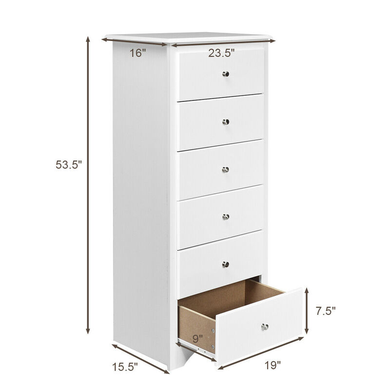 6 Drawers Chest Dresser Clothes Storage Bedroom Furniture Cabinet-White