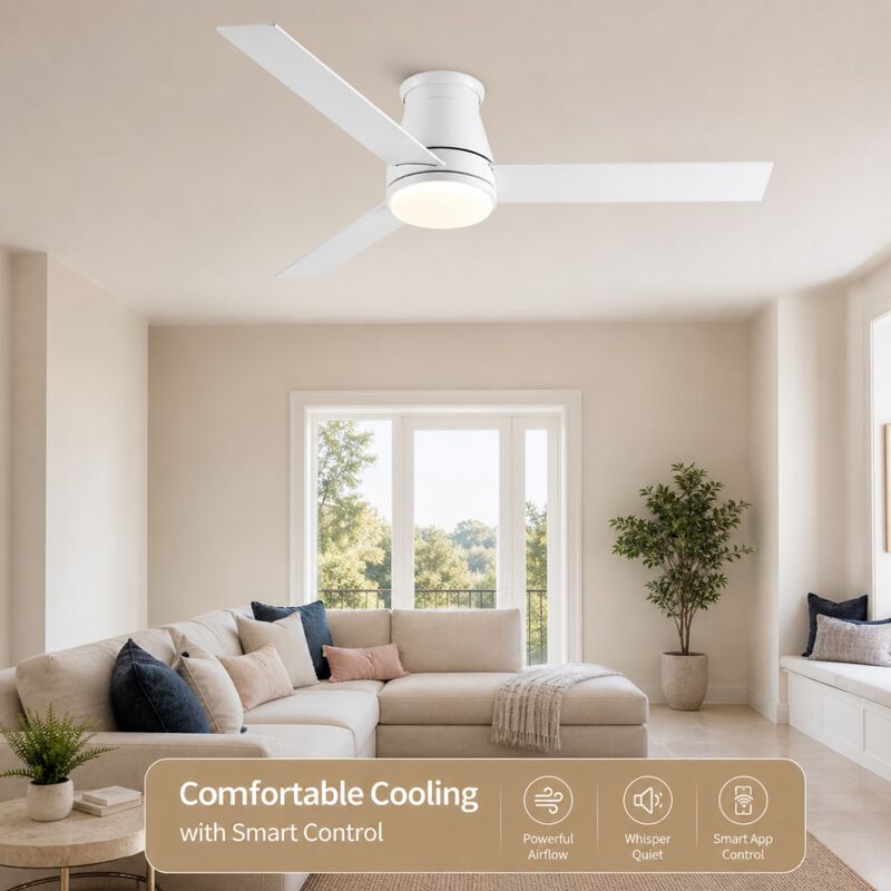 ELEMENT ACE 52 Inch Integrated LED Smart Ceiling Fan with DC Remote, Tuya APP Control, Reversible Airflow, Dimming and Timer for Bedroom and Living Room image number 4