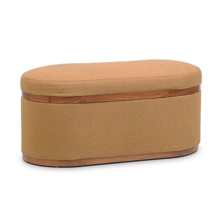 Casafoyer Olivier Peach Boucle Oval Storage Ottoman