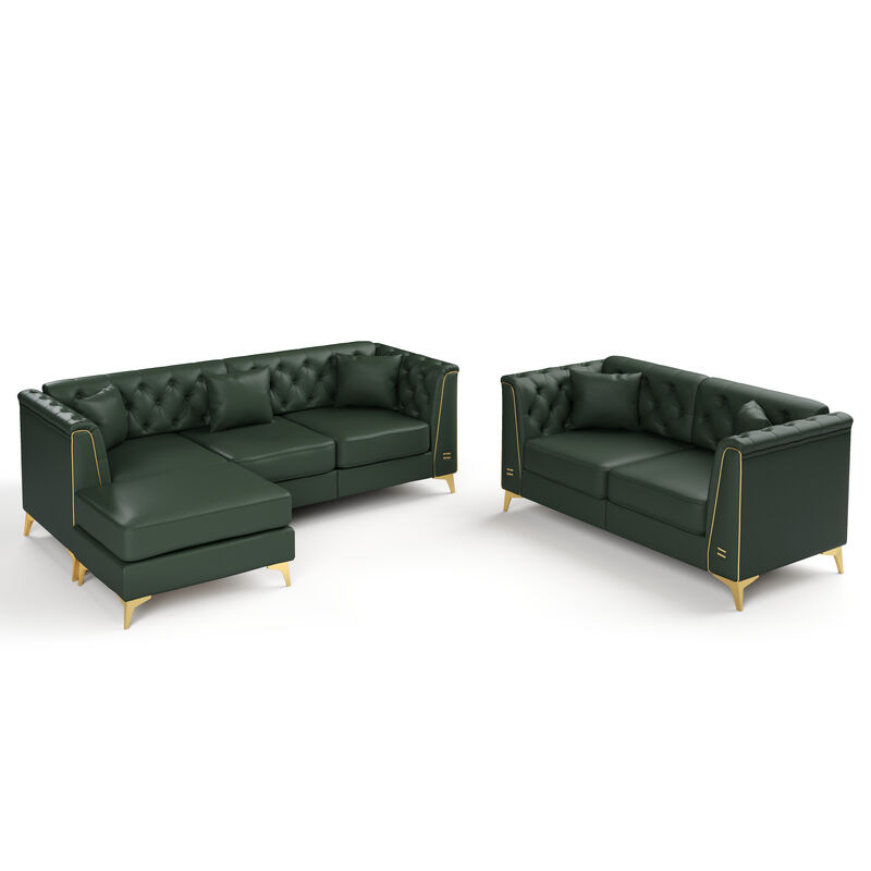 Wotvo PU Modular Chesterfield Sofa Set image number 2