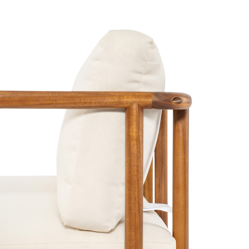 Christopher Knight Home Arnelle Modern Acacia Wood Patio Loveseat with Cushion image number 5