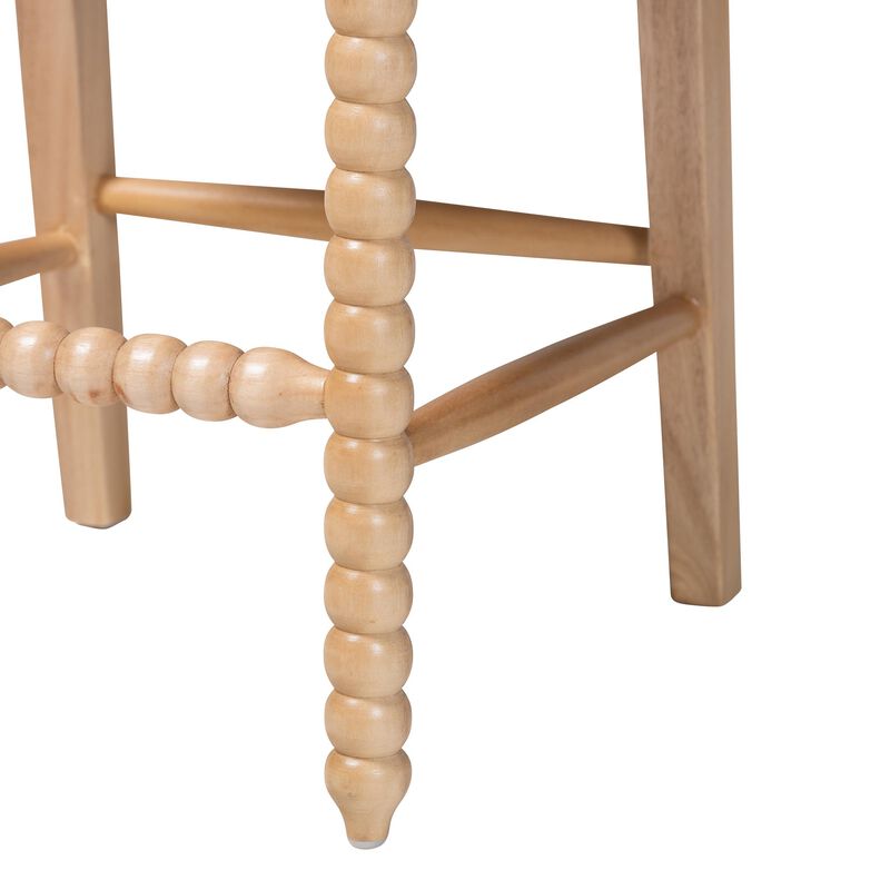 bali & pari Deya Bobbin Counter Stool - Sculptural Wood Kitchen Seating with Upholstered Seat and Spindle Back image number 5