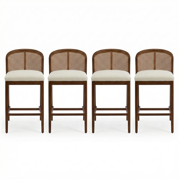 Christopher Knight Home Salazar Rattan and Rubberwood Upholstered Counter Stools (Set of 4)