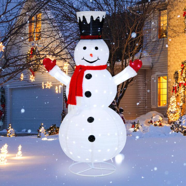Hivvago 6 Feet Lighted Snowman with Top Hat and Red Scarf