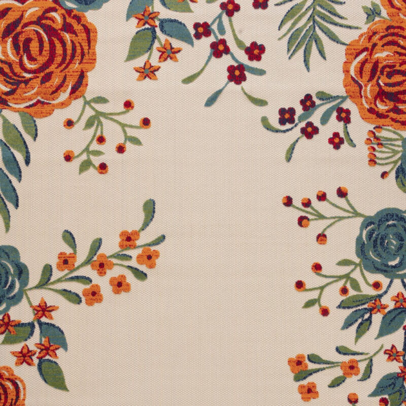 HomeRoots 12' X 15' Ivory Green Orange Blue And Red Floral Indoor Outdoor Area Rug image number 4